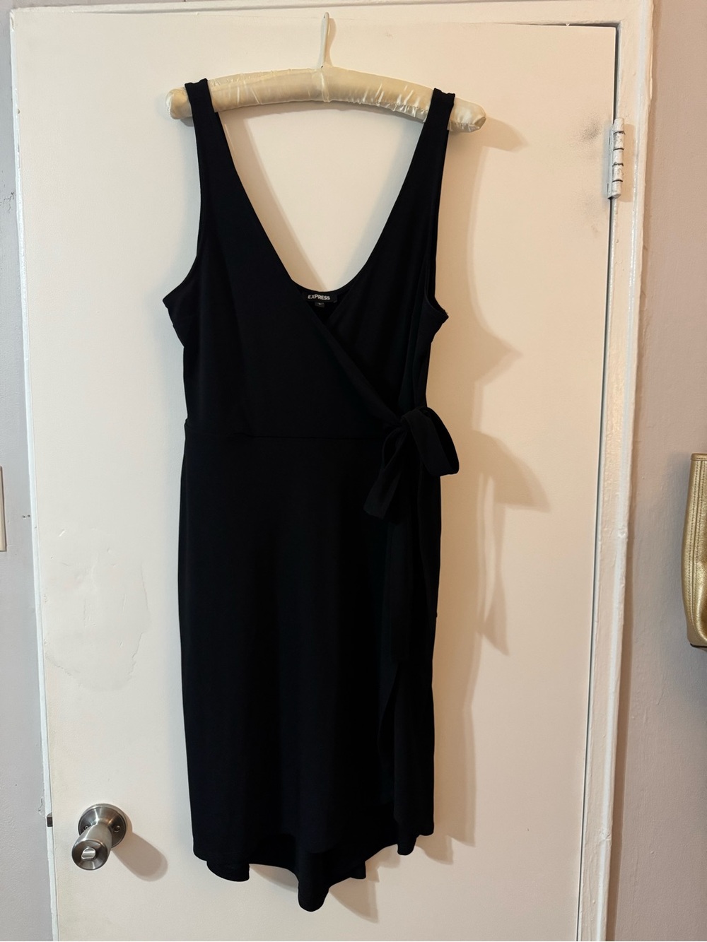 Express Black Sleeveless Wrap Midi Dress